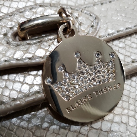 EUC Elaine Turner Champagne Gold snakeskin leather bag with bamboo handle - Picture 12 of 13